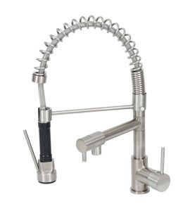 Torneira Monocomando Gourmet de Pia para Cozinha com Bica Alta Flexível Inox Escovado Chery Delinia