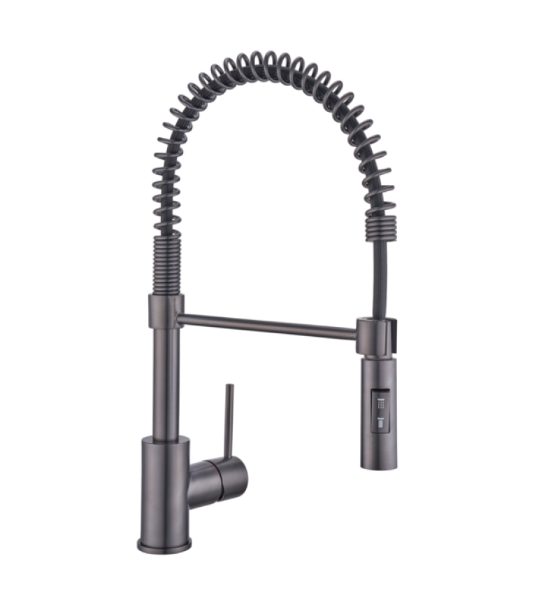 Torneira Monocomando Gourmet de Pia para Cozinha com Bica Alta Flexível Chumbo Tomas Delinia