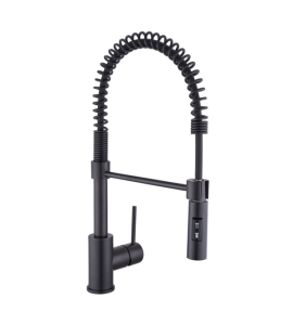 Torneira Monocomando Gourmet de Pia para Cozinha com Bica Alta Flexível Preto Fosco Tomas Delinia
