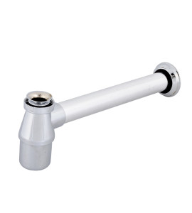 Sifão com Copo para Cozinha Rígido Metal e Plástico Cromado 1.1/2