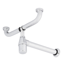 Sifão com Copo para Cozinha Rígido Metal Cromado 1.1/2