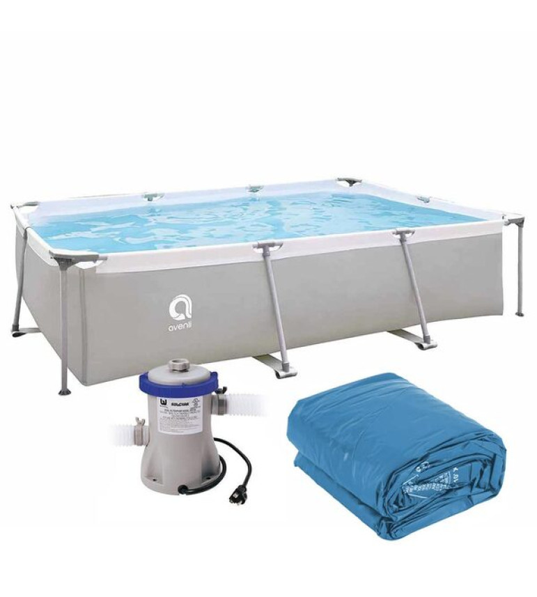 Piscina Estrutural Retangular 3701 Litros Forro E Bomba Filtrante Avenli Jilong 220v