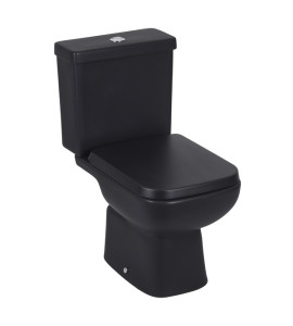 Kit Vaso Sanitário com Caixa Acoplada e Assento Preto Fosco Duplo Acionamento 3/6L Saída Vertical Lyon Sensea