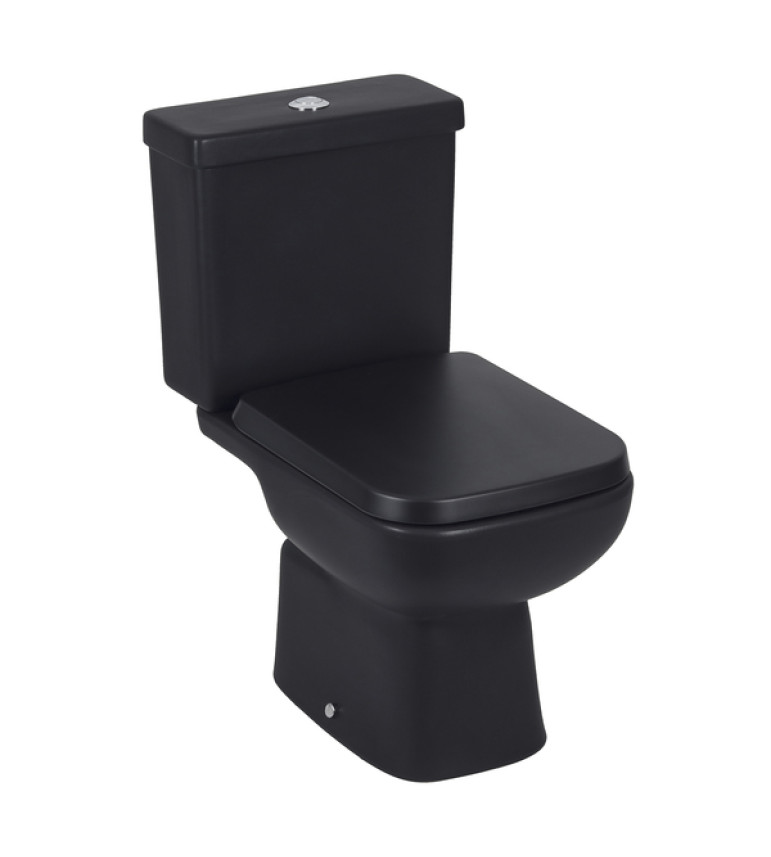 Kit Vaso Sanitário com Caixa Acoplada e Assento Preto Fosco Duplo Acionamento 3/6L Saída Vertical Lyon Sensea