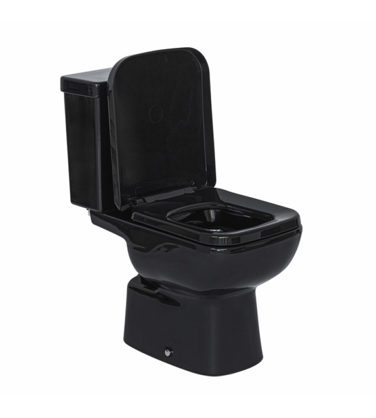 Kit Vaso Sanitário com Caixa Acoplada e Assento Preto  Duplo Acionamento 3/6L Vertical Lyon Plus Sensea