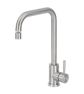 Torneira Monocomando de Pia para Cozinha Bica em U Aço Inox 304 Escovado Stoc